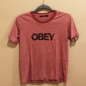 OBEY Maroon Graphic T-Shirt XS